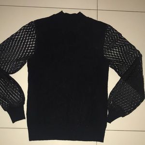 Bellini sweater w beautiful crochet knit sleeves viscose poly nylon no dry clean